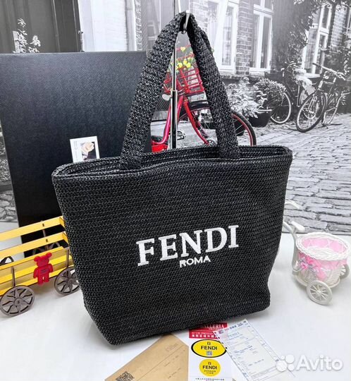 Новая соломенная женская сумка Fendi