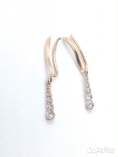 Золотые серьги с фианитами