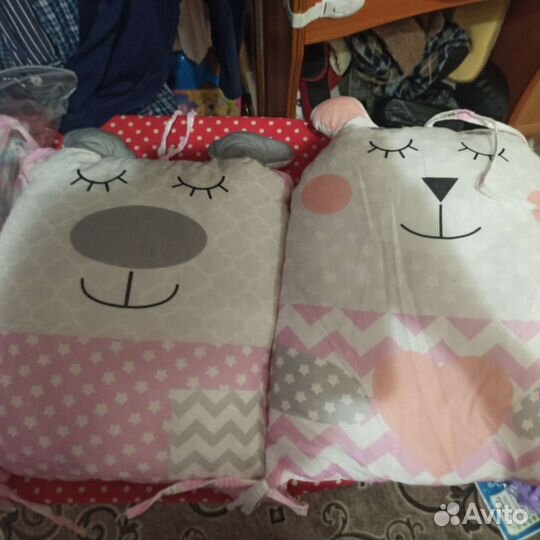 Бортики подушки в детскую кроватку+постельное