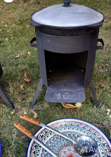 Чyгунный казан 10л с печью