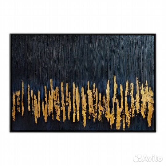 Картина маслом Черная Абстракция с золотом