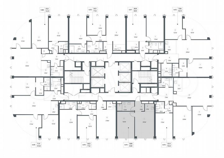 1-к. квартира, 51 м², 54/57 эт.