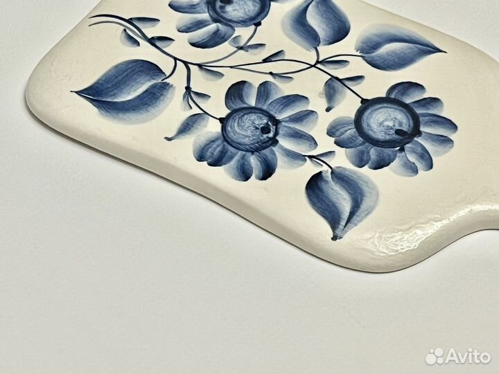 Сырная доска, фарфор, гжель. СССР, 80-е