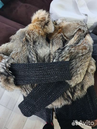 Куртка из меха волка кожаная