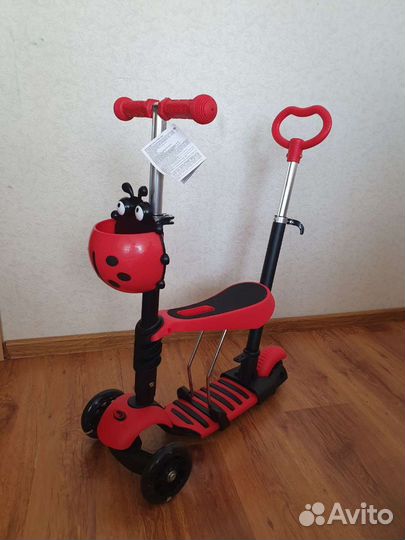 Самокат беговел 5в1 божья коровка