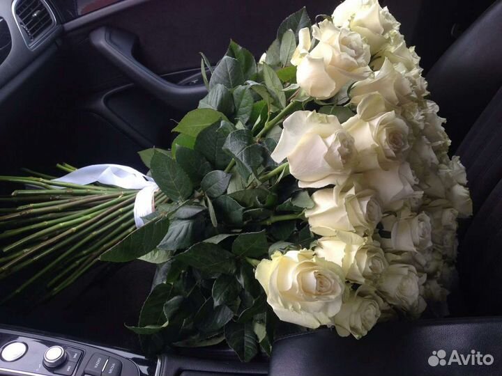 Розы белые 70 см Эквадор