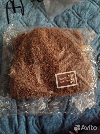 Шапка вязаная с ушками медведя