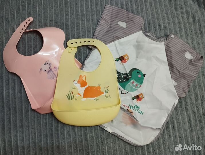 Нагрудник/фартук и силиконовая тарелка