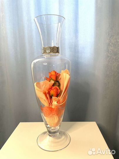 Высокие стильные итальянские Вазы с серебром