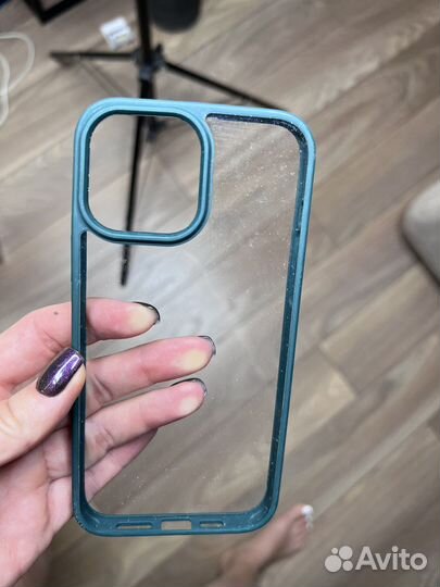 Чехол на iPhone 13 pro max прозрачный зеленый