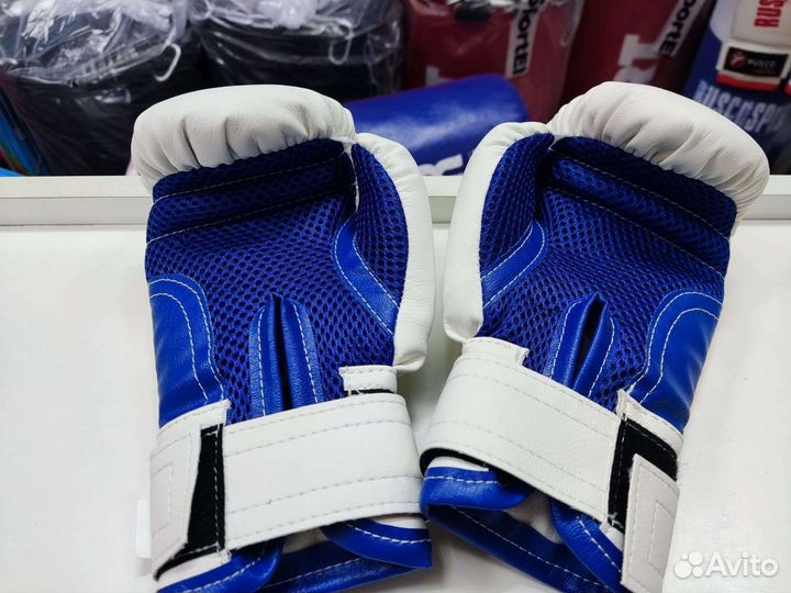 Боксёрские перчатки RuscoSport бело-синие