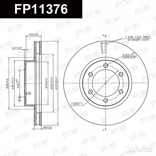 Диск тормозной FP11376 FAP Россия