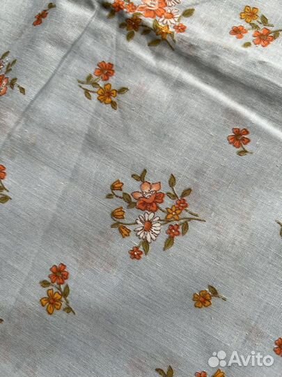 Винтажный тонкий голубой хлопок, ткань СССР