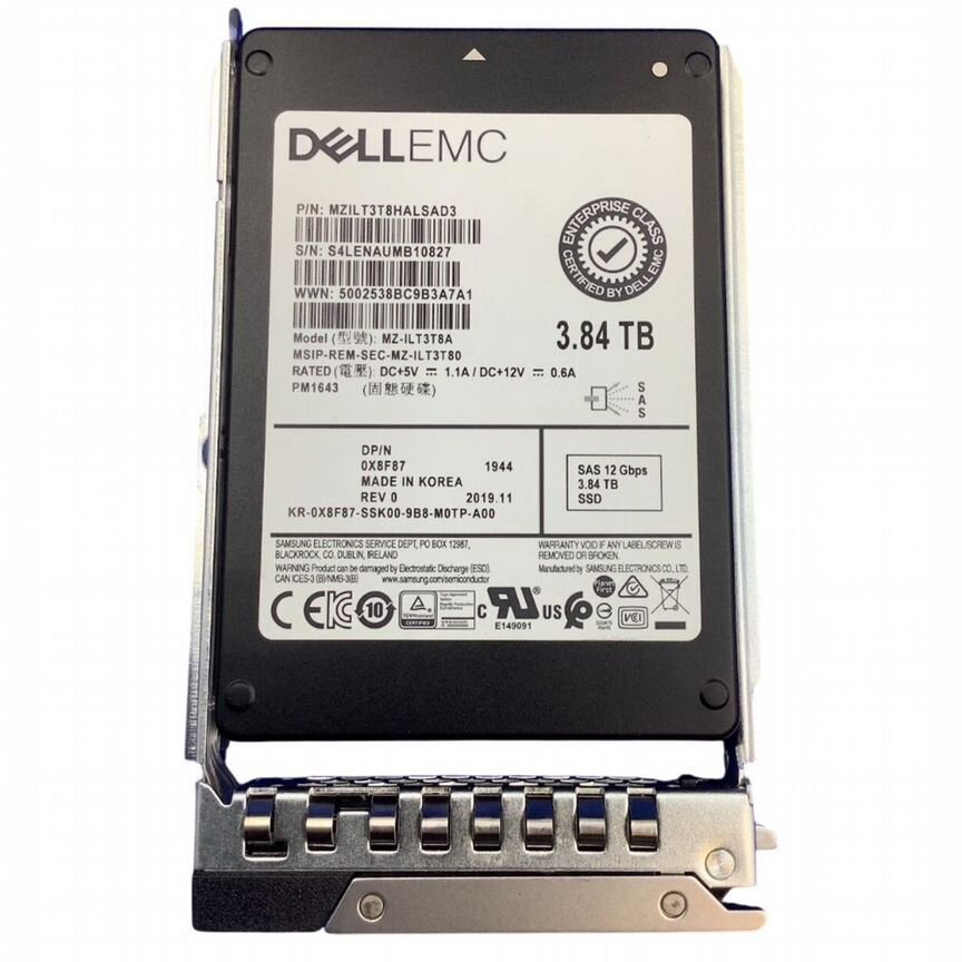 [X8F87] Жесткий Диск Dell 3.84tb Sas 2,5" Ssd X8f87