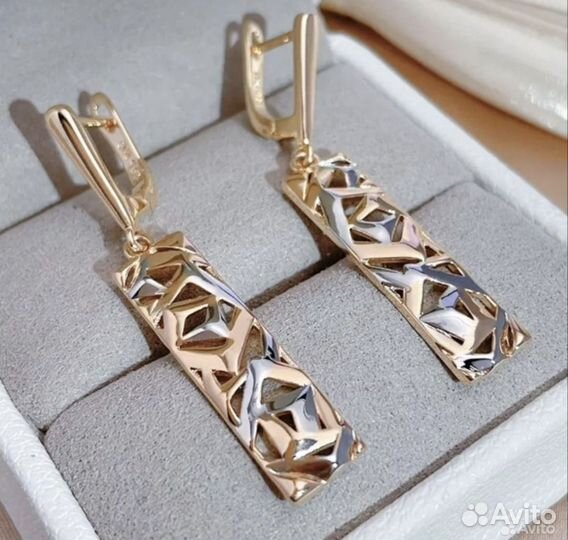 Комплект серьги и кулон (подвеска) позолота 585RG