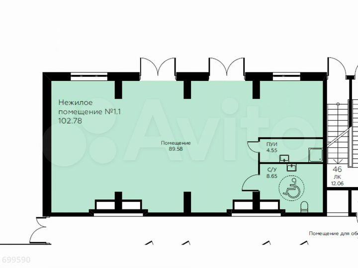 Торговая площадь в новом ЖК, 50 м²