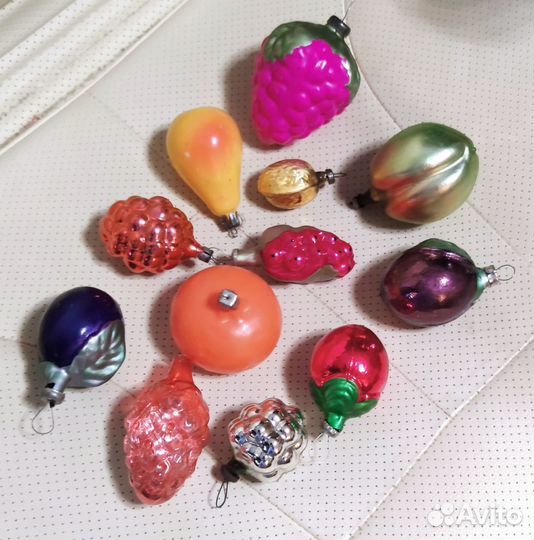 Ёлочные игрушки СССР Лот Фрукты 12 штук
