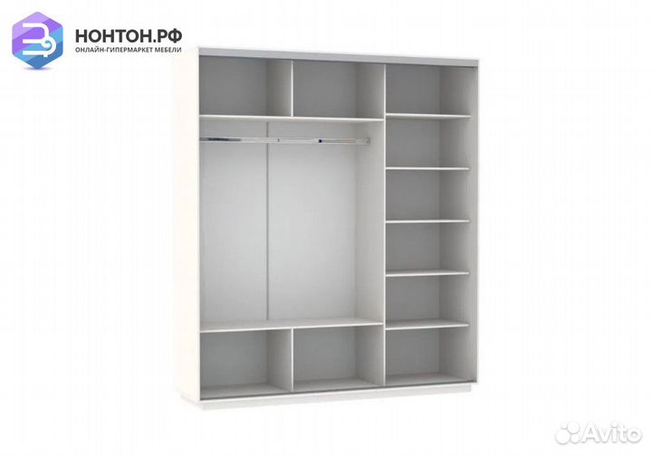 Шкаф-купе Нонтон 3-дверный белый снег / улица