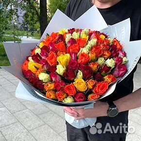 Роза 51 шт, Розы 101шт, доставка цветов