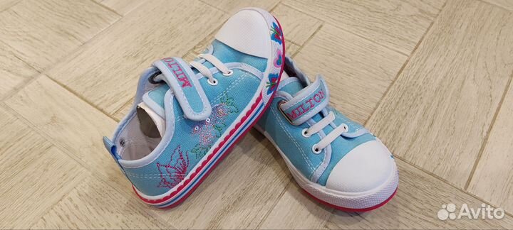 Кеды на дев, 26р, Россия, бело-голубые, не носили
