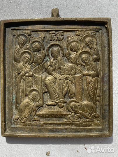 Старинная икона Спас на троне