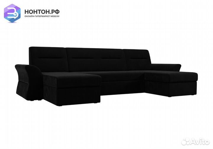 Диван п-образный дельфин Клайд микровельвет чёрный