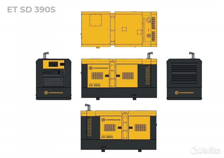 Дизельный винтовой компрессор 100 кВт ET SD390S-10