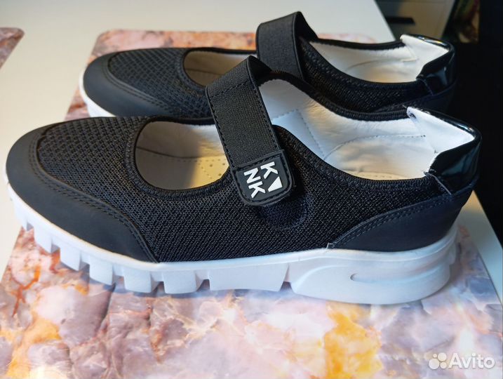 Туфли дет. школьные, р. 36 черные текстиль с перф