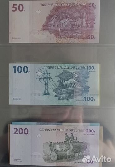 Конго 50, 100, 200, 500 франков UNC