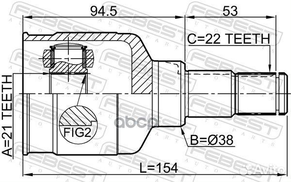 Шрус внутренний 21x38x22 0711-RH416 Febest