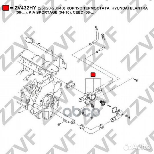 Корпус термостата hyundai elantra (06.), KIA