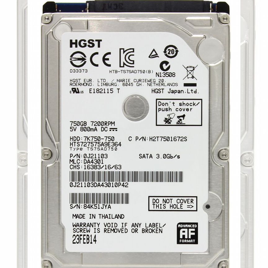 [HTS727575A9E364] Жесткий Диск Hgst 750gb Sata2 Hts727575a9e364