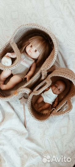 Люлька для куклы из джута, колыбелька для куклы