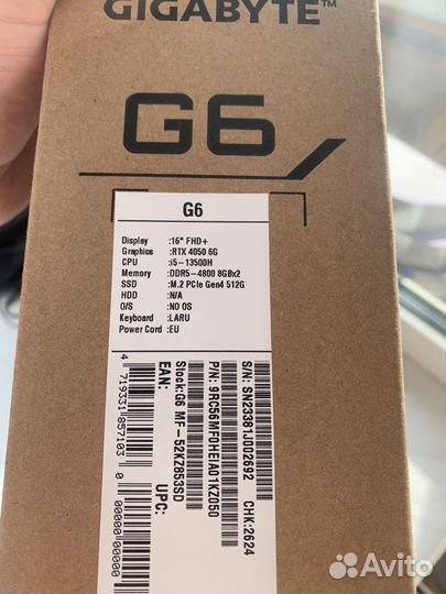 Игровой ноутбук Gigabyte G6