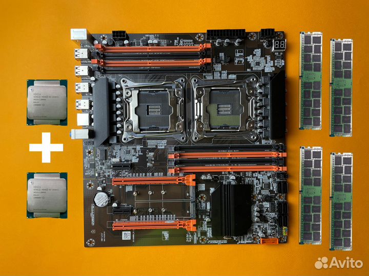 Комплект xeon X99 dual + 2 шт E5 2650 v3 + 64 гб