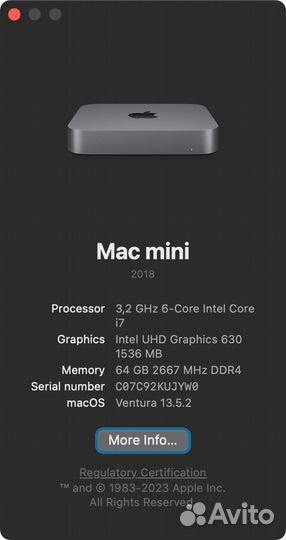 Apple Mac mini i7 64Gb 2TB 10 Gb/s