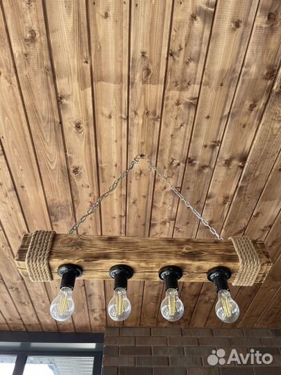 Люстра в стиле лофт из дерева