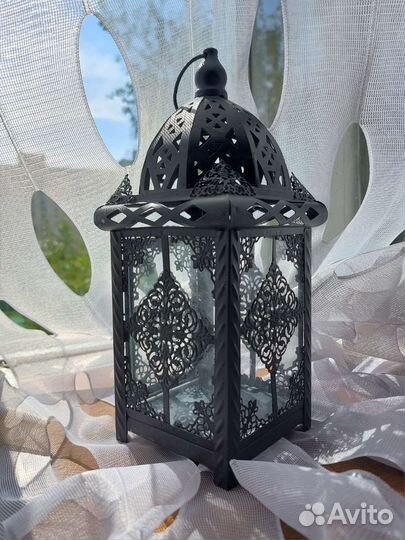 Подсвечник фонарь чёрный