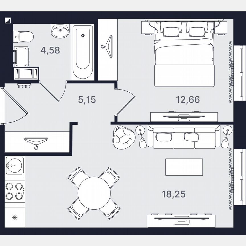 2-к. апартаменты, 40,9 м², 9/24 эт.