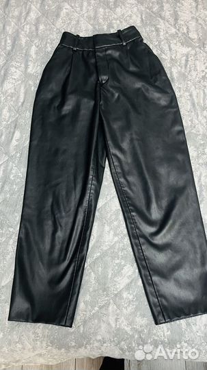 Кожаные брюки zara xs