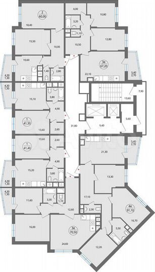 2-к. квартира, 41,6 м², 3/17 эт.