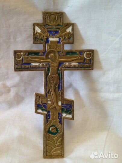 Крест латунный с эмалью 19й век