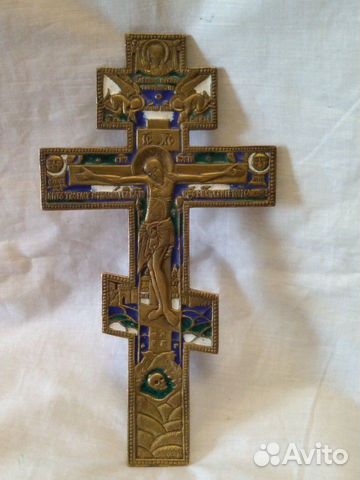 Крест латунный с эмалью 19й век