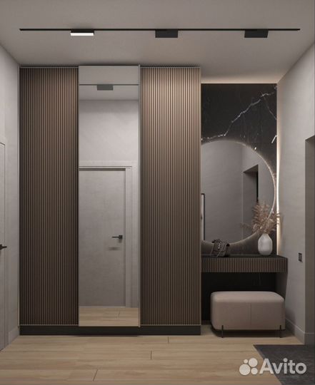 Шкаф купе с реечными перегородками