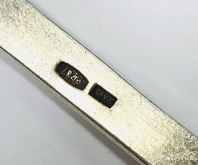 Ложка чайная серебро 875 эмаль позолота