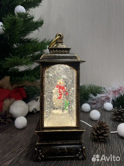 Новогодний фонарь светильник Снеговик