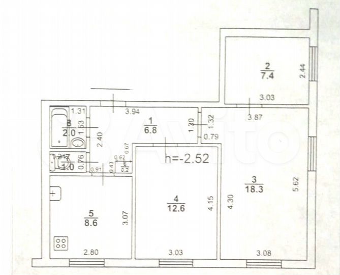 3-к. квартира, 56,9 м², 1/9 эт.