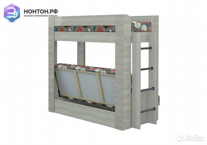 Двухъярусная кровать с диван-кроватью ясень шимо с