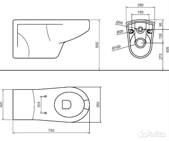 Унитаз для инвалидов керамический подвесной