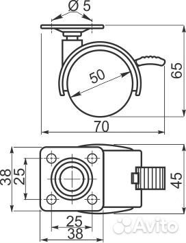 Опора колесная на площадке d50 открытая